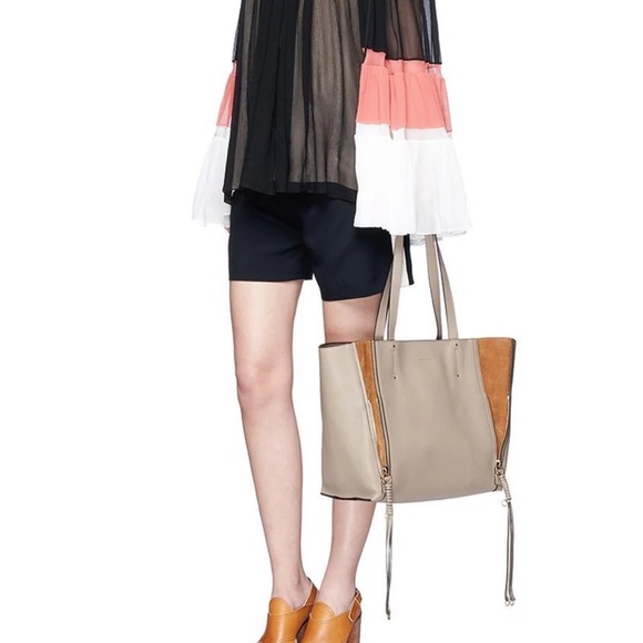 Chloe Handbags - Chloe Medium Milo Leather Tote Handbag Motty Grey